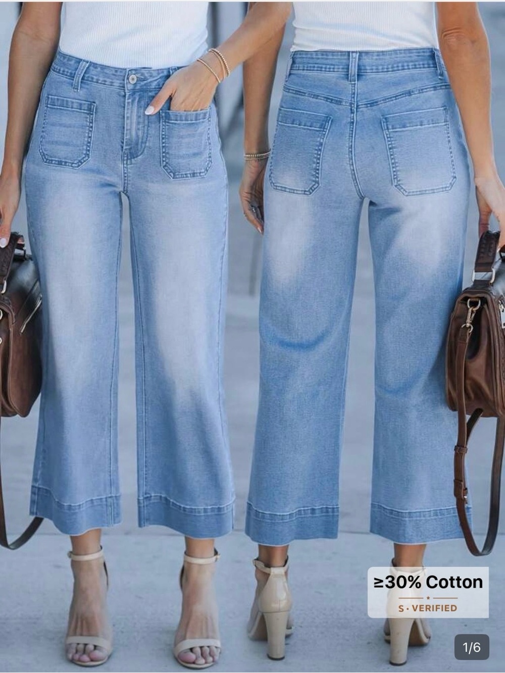High waisted Wide-Leg Crop Jeans